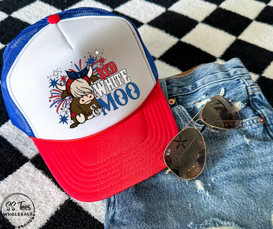 Red, White, Moo Foam Trucker Hat