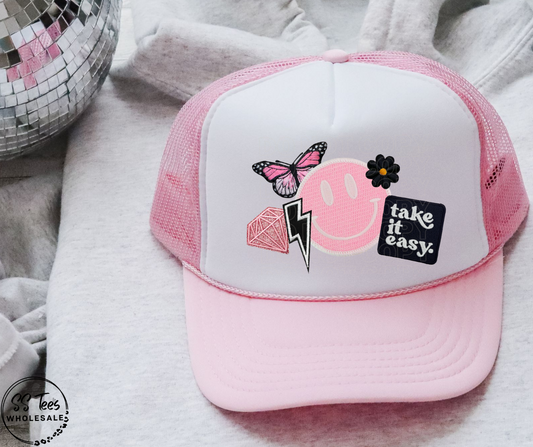 Take it Easy Faux Chenille Foam Trucker Hat