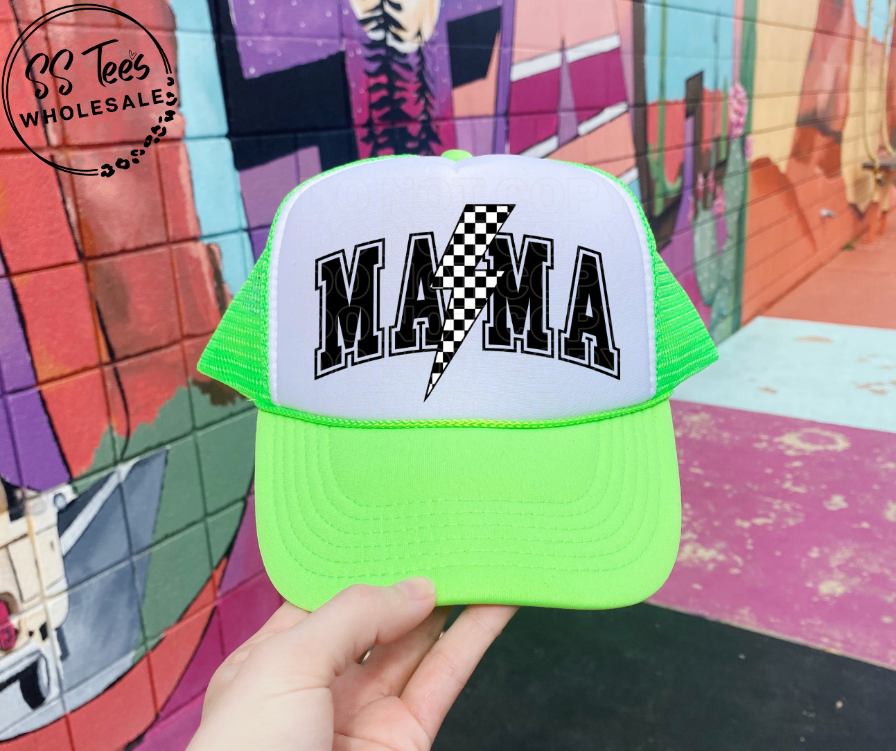 Mama Checkered Bolt Foam Trucker Hat