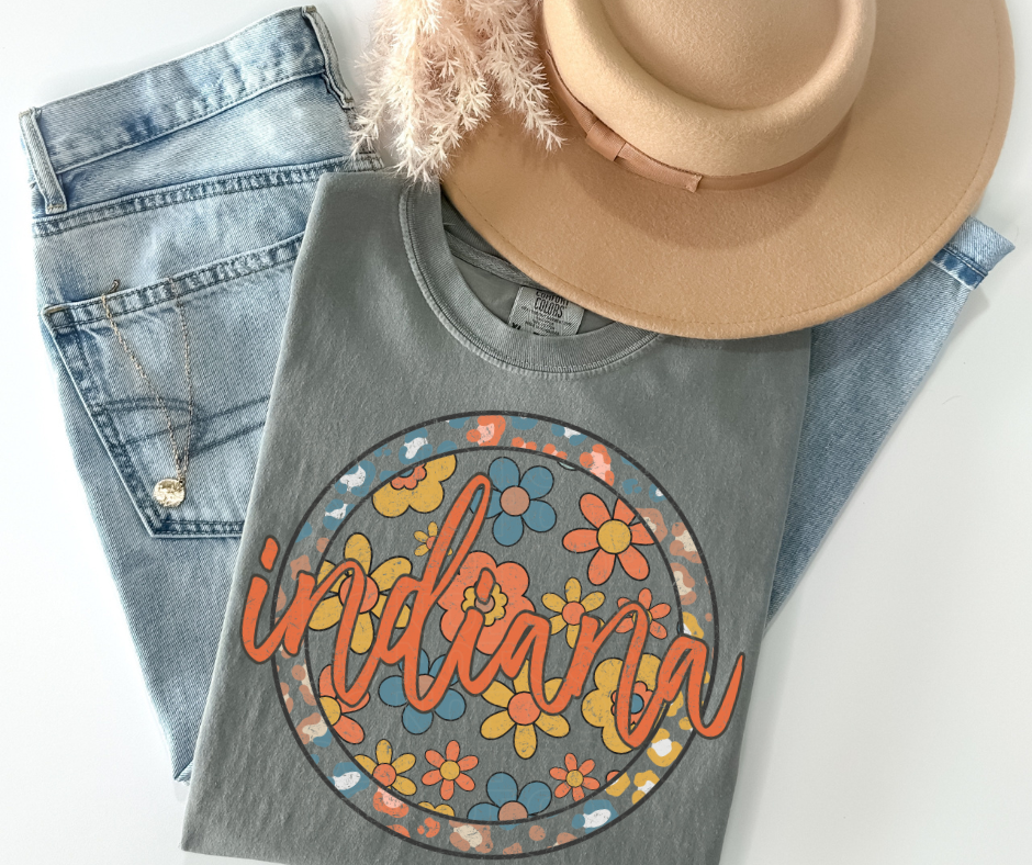 Boho Circle Leopard/Floral State Graphic Tee