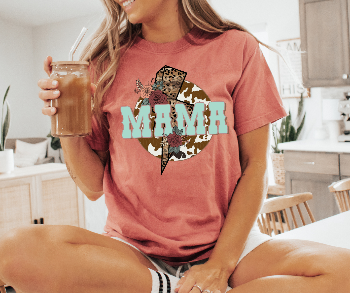 Mama Cowhide and Leopard Bolt Graphic Tee