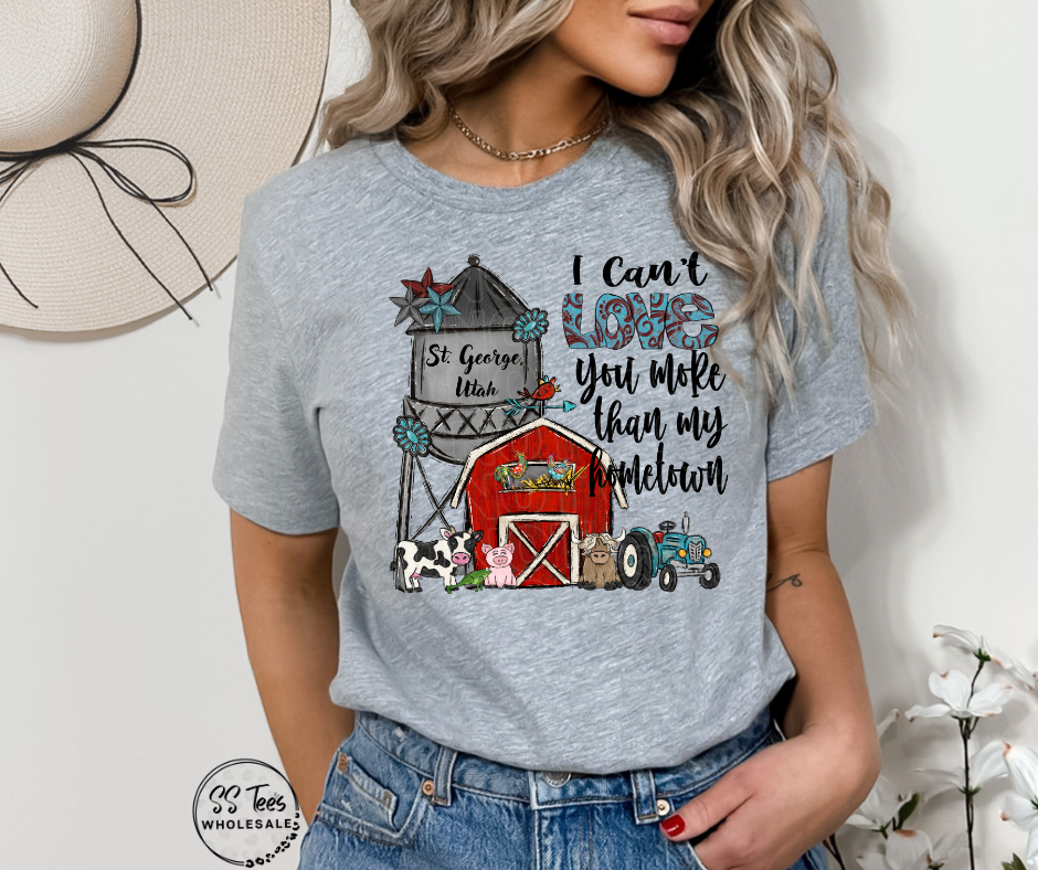 I Can't Love You More Than My Hometown Custom Town Graphic Tee