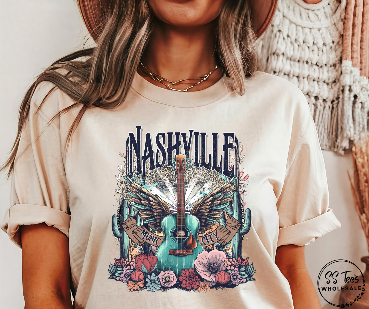 Nash Music City Guitar and Wings Graphic Tee