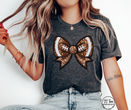 Sport Faux Embroidered/Glitter Bow Graphic Tee