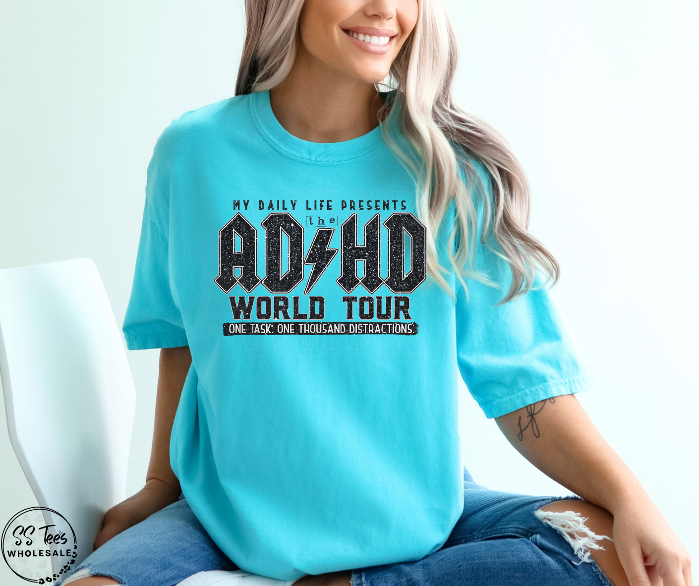 ADHD World Tour Faux Glitter Graphic Tee