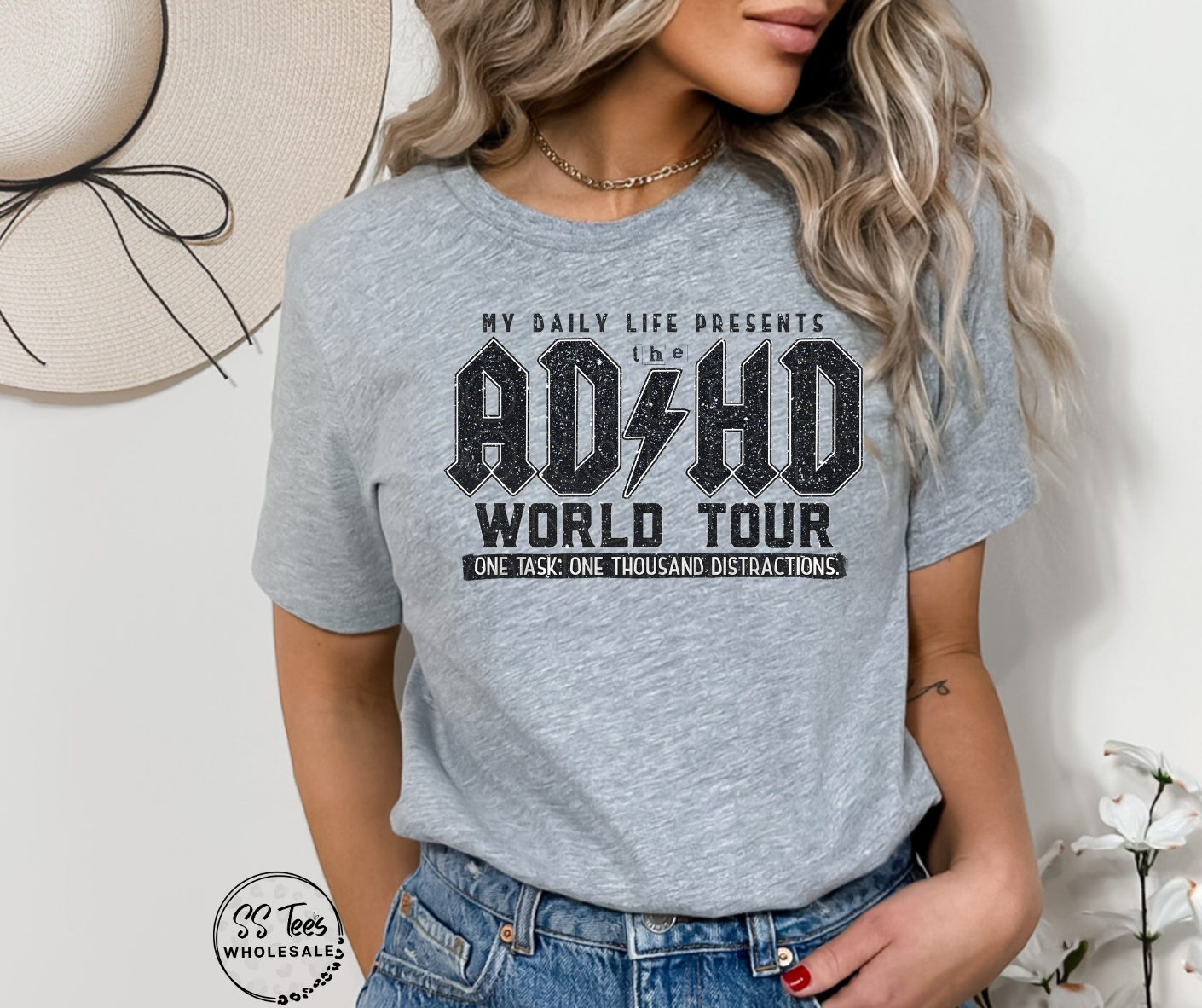 ADHD World Tour Faux Glitter Graphic Tee