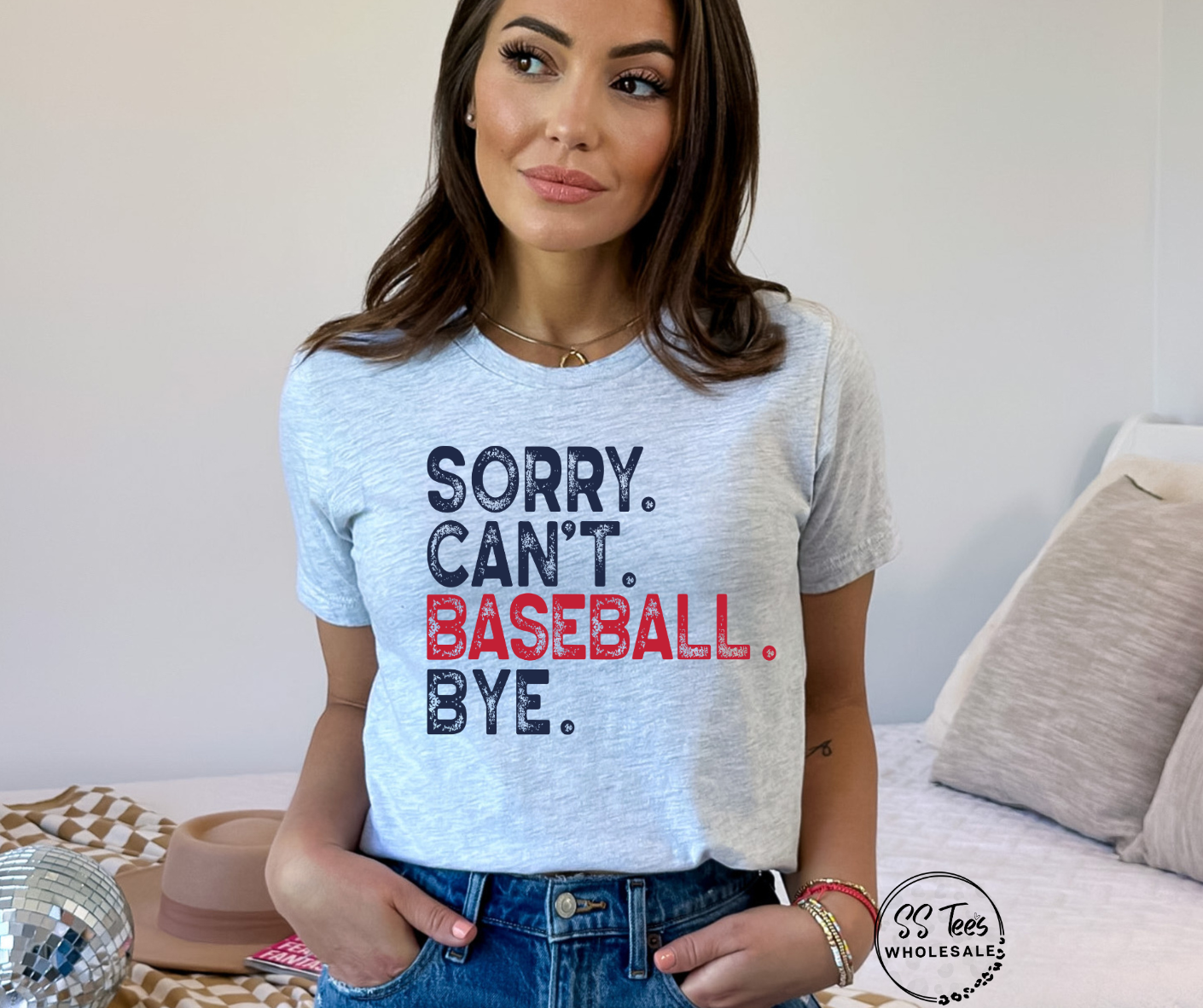 Sorry Can't Baseball/Softball Bye Graphic Tee